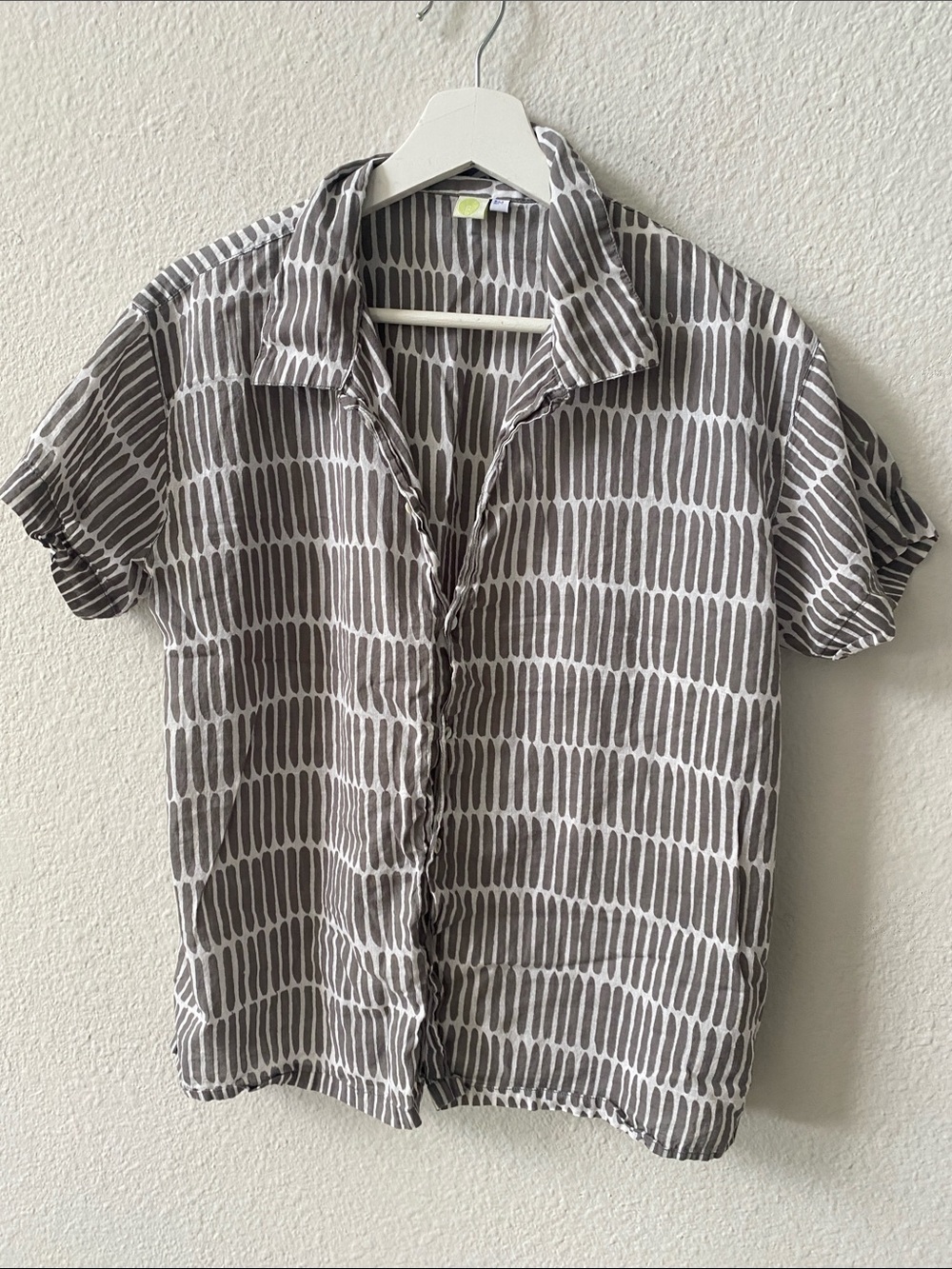 See Design Donna Gorman Grey Tissue Cotton India Block Print Pajama Set Medium - Picture 4 of 9